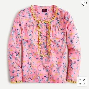 Cotton poplin ruffle blouse in Liberty® Wheat Bouquet floral print NWT